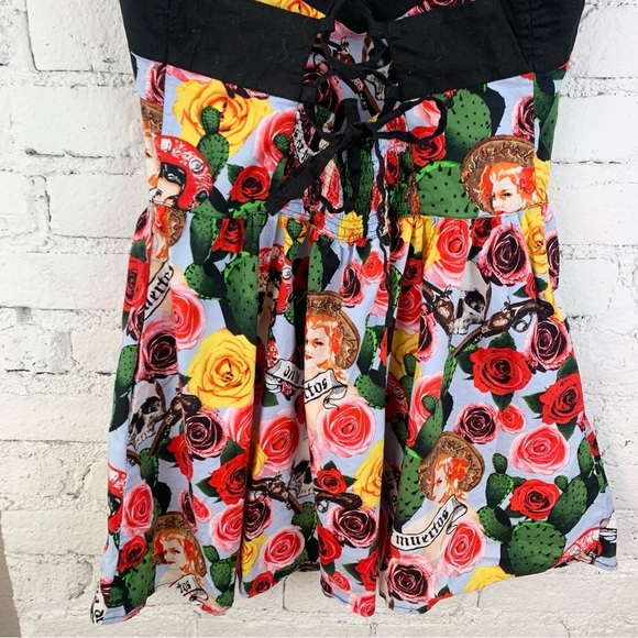 Hell Bunny Dress Dia De Los Meurtos Day Of The Dead Sugar Skull Pinup XL - Picture 5 of 9